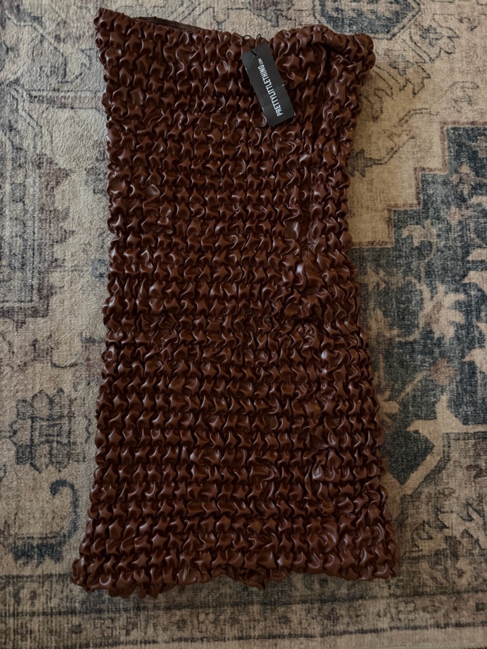 PrettyLittleThing Chocolate Brown Ruched Tube Dress